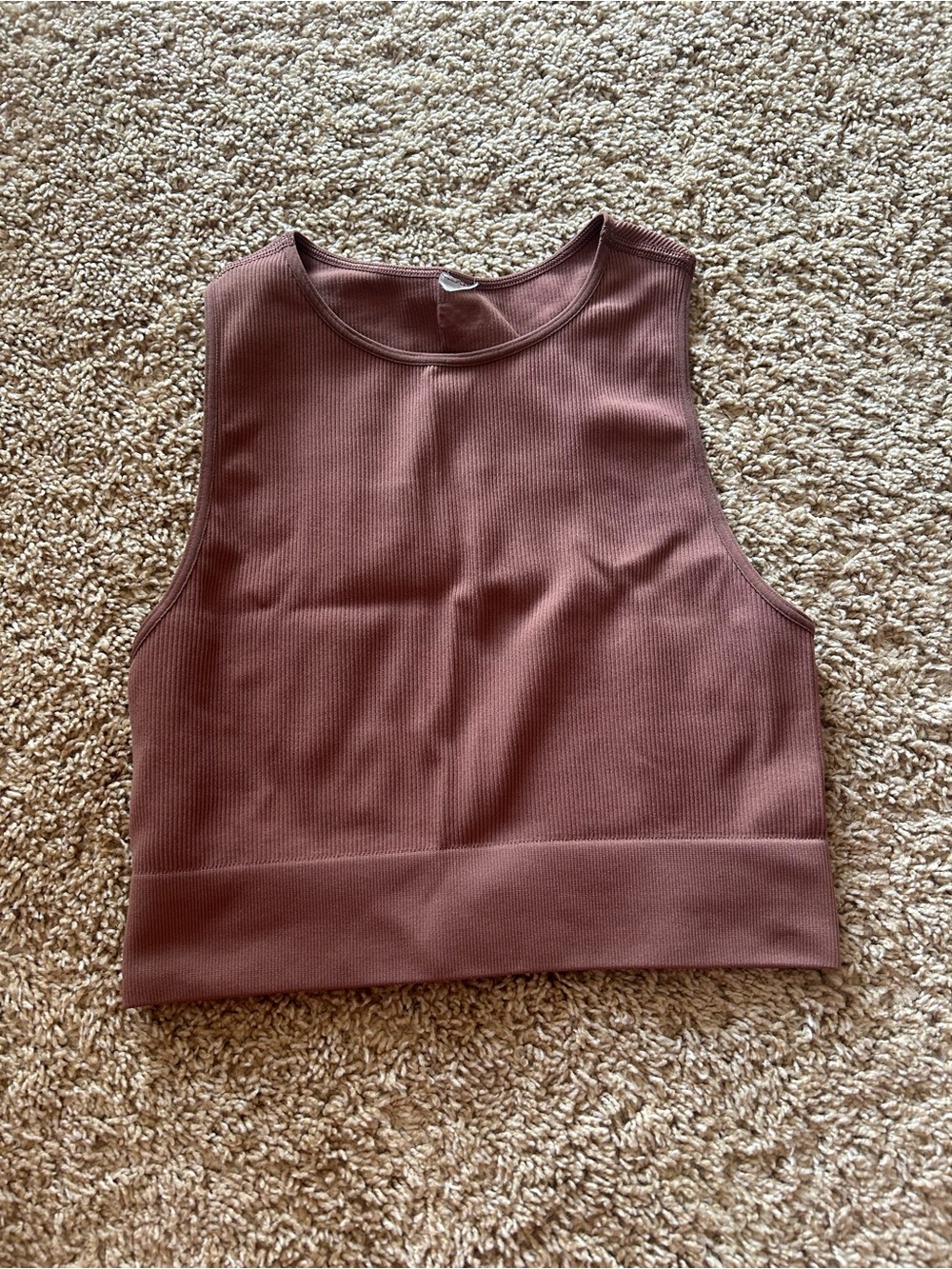 DSG Ribbed Crop Tank Top - brown